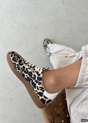Леопардовые женские кроссовки кеды из натуральной кожи кожаные леопардовые кроссовки кеды5 фото