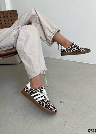 Леопардовые женские кроссовки кеды из натуральной кожи кожаные леопардовые кроссовки кеды9 фото