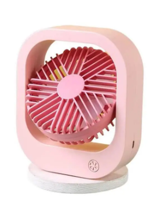 Вентилятор настільний акумуляторний з usb-зарядкою рожевий