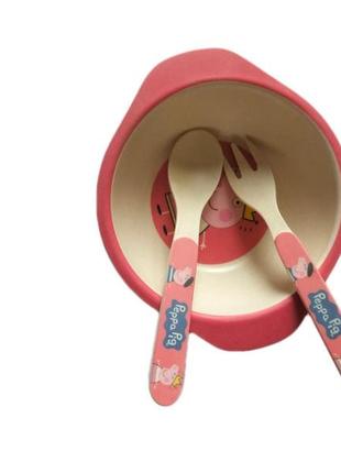 Набор детской посуды из волокна бамбука bamboo fibre kids set свинка пеппа 5 в 1