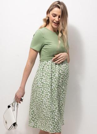 Сукня для вагітних та годуючих з трикотажним ліфом та легкою спідницею gwinnett2 фото