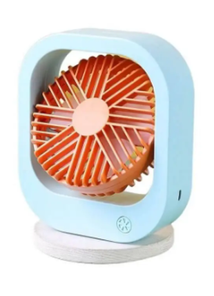 Вентилятор настільний акумуляторний з usb-зарядкою блакитний з помаранчевим
