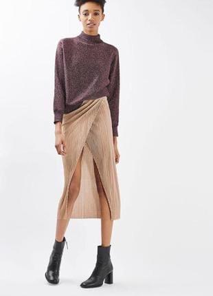 Плісирована спідниця на запах із розрізом topshop майка