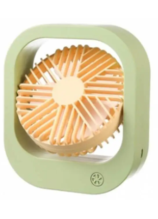 Вентилятор настільний акумуляторний з usb-зарядкою салатовий з жовтим