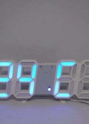 Електронний настільний led годинник із будильником і термометром vst ly 1089 синя підсвітка3 фото