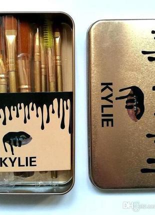 Профессиональный набор кистей для макияжа kylie jenner make-up brush gold set 12 шт3 фото