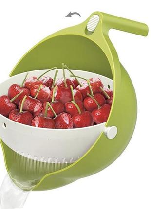 Миска-дуршлаг для ягід mesh strainer 2в1 green