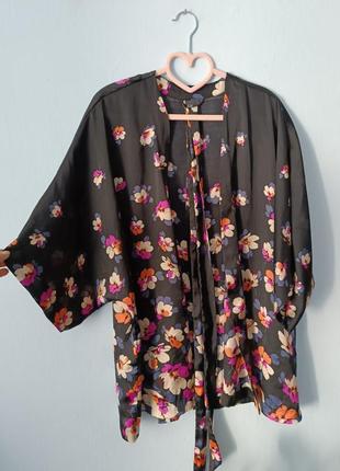 Домашний халат одежда для дома накидка кимоно цветочный принт