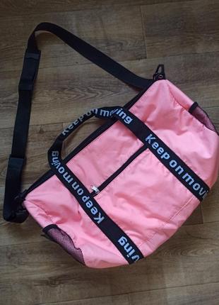 Спортивная большая женская сумка розовая2 фото
