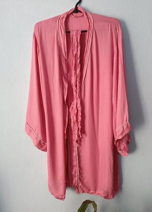 Халат накидка домашній одяг для дому та сну базовий рожевий1 фото