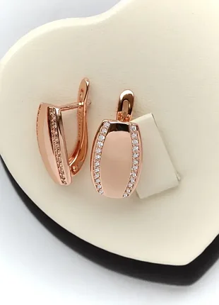 Серьги с белыми цирконами (медицинское золото)