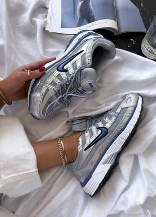 Женские текстильные кроссовки nike p-6000 silver blue