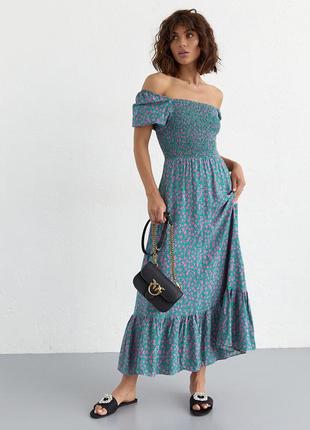 Длинное женское платье с эластичным поясом артикул: 5554