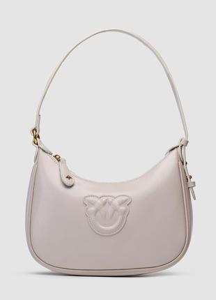 Жіноча сумка в стилі pinko half moon bag simply cream with leather buckle premium.