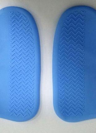 Многоразовые силиконовые бахилы водонепроницаемые waterproof silicone  размер s, m  черный и голубой3 фото