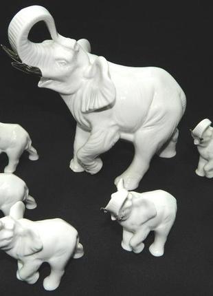 Статуетка / фігурка / набір слонів платина "сімейний 2" коростень фарфор складається з 7 предм., ручна робота.1 фото