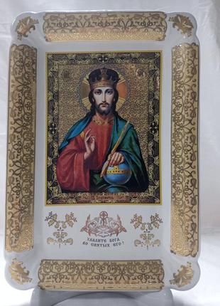Настінний/ декоративна / сувенірна ікона / тарілка релігія "ісус христос 3. корона" коростенський фарфор
