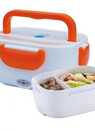 Ланч бокс з підігрівом від прикурювача electric lunch box 1.05 л 12v помаранчевий1 фото