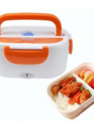 Ланч бокс з підігрівом від прикурювача electric lunch box 1.05 л 12v помаранчевий3 фото