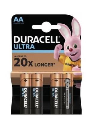 Лужні батарейки пальчикові (aa) duracell ultra alkaline aa (lr6), 1.5 v (упаковка 4 шт)