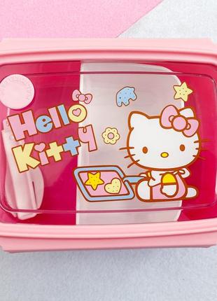 Ланч бокс дитячий з ложечкою hello kitty