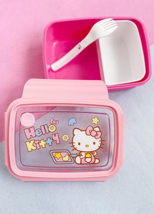 Ланч бокс дитячий з ложечкою hello kitty2 фото