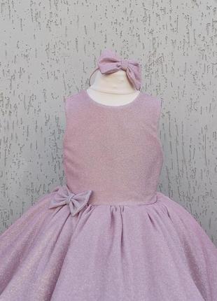 Рожева глітерна сукня, дитяча сукня з шлейфом,  випускна сукня з садочка, святкова сукня, нарядна сукня з глітера3 фото
