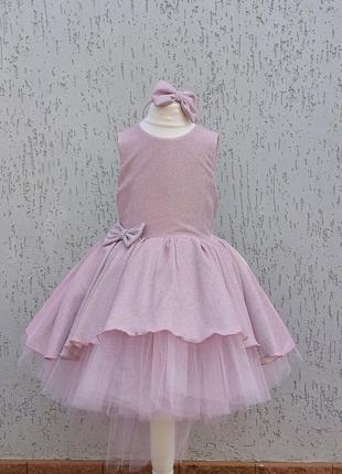 Рожева глітерна сукня, дитяча сукня з шлейфом,  випускна сукня з садочка, святкова сукня, нарядна сукня з глітера7 фото