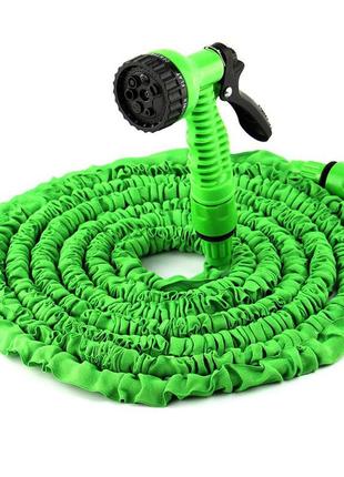 Садовый шланг xhose magic hose для полива с водным распылителем 7 режимов 75 метров 250 ft green/зелёный