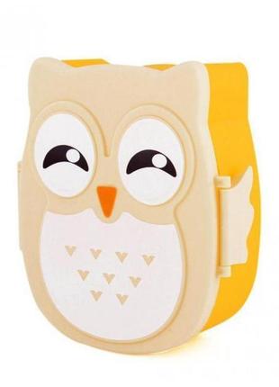 Ланч бокс сова желтая, детский контейнер для еды 500 мл