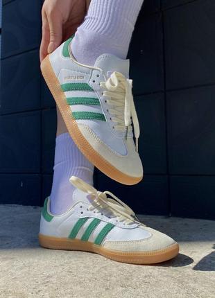 Кросівки adidas samba og sporty & rich white/green1 фото