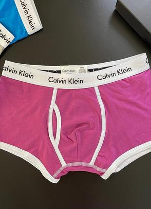 Трусы для мужчины из хлопка келвин кляйн calvin klein 365 23 цвета, фиолетовые с белой резинкой fellix