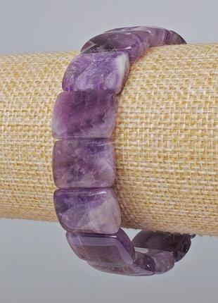 Браслет аметист натуральный камень прямоугольное звено d-18х13мм + - l-18см + - (стрейч)