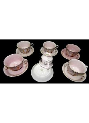 Набір / набір чайних чашок ажурна "рожевий фарфор" коростень фарфор складається з 12 предметів на 6 персон.3 фото