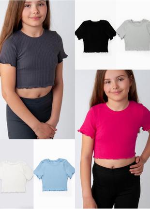 Топ кроп підлітковий, стильна футболка топ, стильний топ підлітковий, модна футболка укорочена, короткая футболка подростковая, літній топ для дівчат1 фото