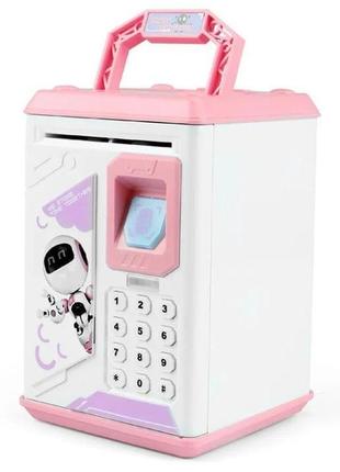 Електронний сейф скарбничка robot bodyguard з відбитком пальця pink