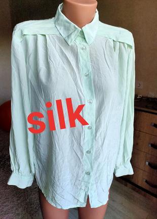 Шовкова ментолова брендова блуза peter hahn, пог 55