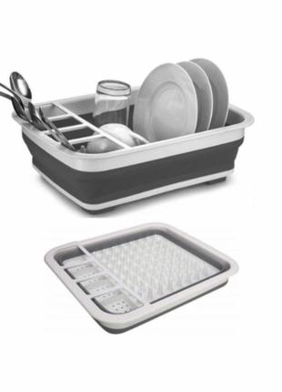 Сушарка сушарка для посуду силіконова складана ls 115 сіро-біла