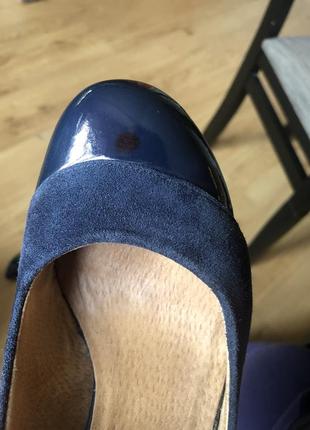 Синие кожаные туфли натуральные замшевые туфли кожаные лак синие topshop7 фото