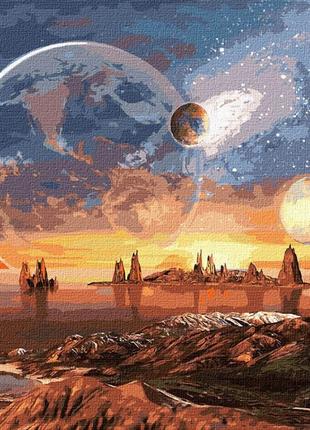Картина за номерами "космічна пустеля з фарбами металік" ідейка kho9541 50х50 см