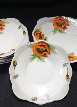 Салатники / набор салатников  бисквит "маки" коростень фарфор состоит 7 предметов рисунок.