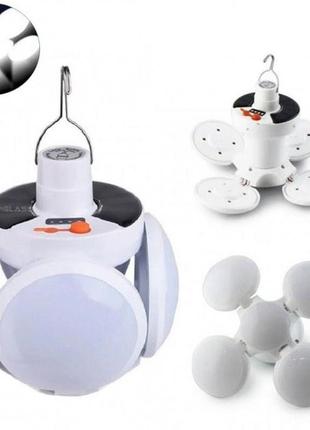 Кемпинговая аккумуляторная лампа-трансформер 2029 с солнечной панелью (подвесной фонарь)