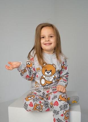 Теплая пижама с начесом на девочку мишка1 фото