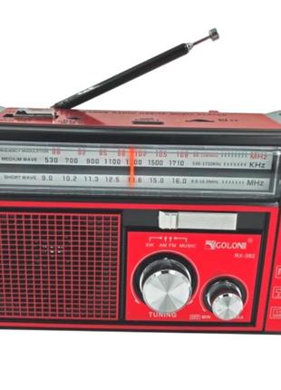 Портативний fm радіоприймач golon rx-382 fm радіо програвач з флешкою usb на акумуляторі червоний