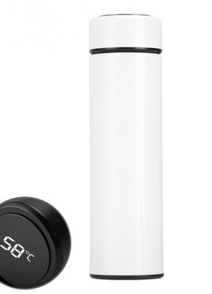 Розумний термос із датчиком індикатора температури 500 мл white