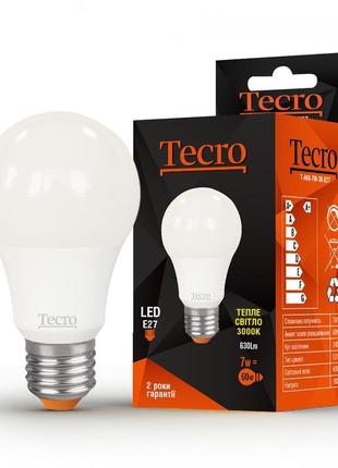 Лампа led tecro t-a60-7w-3k-e27 7w 3000k e27