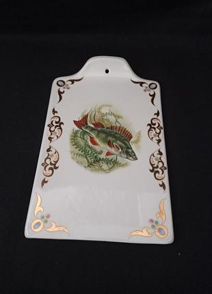 Доска для нарезки / разделки фарфоровая  "рыбка"  коростенский фарфор