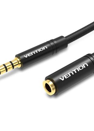 Кабель vention audio 3.5mm m - 3.5mm f, 3m, black (bhbbi)