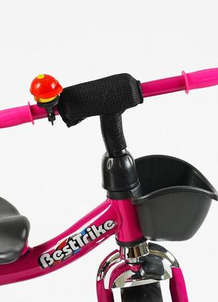 Велосипед 3-х колісний "best trike" колеса eva, сталева рама, дзвіночок, 2 кошики, рожевий.2 фото