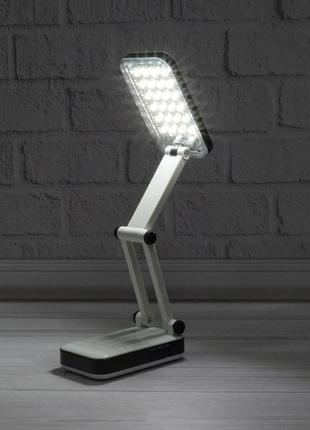 Настільна світлодіодна лампа трансформер на акумуляторі yiteng yt-666 24 led біла6 фото